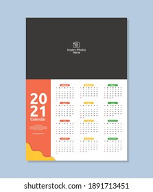 2021 wall calendar design template