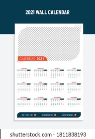 2021 Wall Calendar Template, Clean Wall Calendar 2021