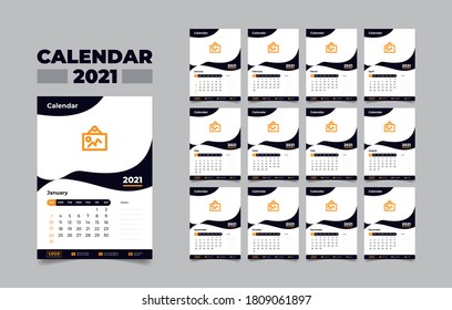 2021 wall calendar, wall calendar template 2021, 2021 corporate wall calendar, 2021 creative wall calendar