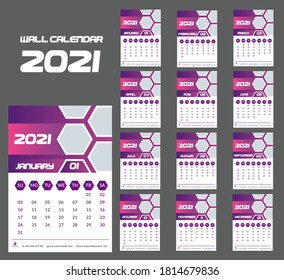 2021 Wall Calendar vector design