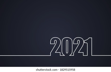 2021 with white line, vector art illustration.