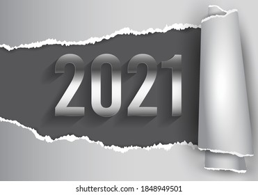 2021 writing on abstract background with torn paper design