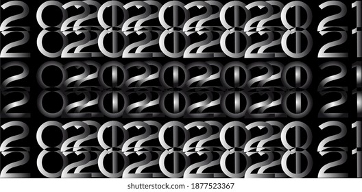 2021 escrito varias veces, ilustración vectorial en blanco y negro con gradiente. Diseño moderno y original.
