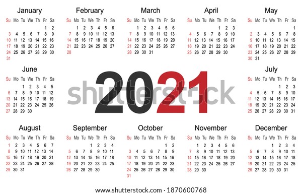 Plantilla De Planificación Simple Y Limpia Del Calendario De 2021 Año Plantilla De Diseño 2990