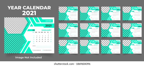 2021 Year Desk table minimal corporate business company office calendar yearly planner design template