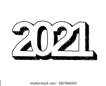 2021 Year Handdrawn Icon Vector Illustration Stock Vector (Royalty Free ...