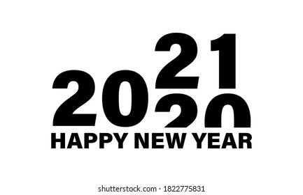 2021 year icon in black. Happy new year banner. Christmas concept. Vector on isolated white background. EPS 10