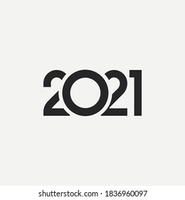 Icono de 2021 año aislado en fondo gris. Nuevo icono del próximo año. Estilo minimalista. Ilustración vectorial.