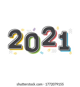 2021 Year, New Year Retro Vector Text Illustration Background