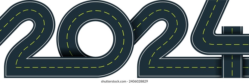 2021 year in shape road with yellow lines 