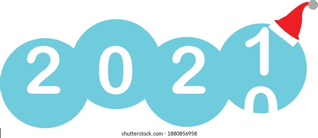 2021 year vector file with red hat