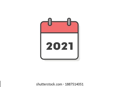 2021 Yearly Calendar, New year concept - Simple and stylish Vector design illustration on white background. Good for new year's greeting. Japanse new year's card size template.