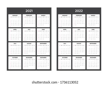 2021-2020 Calendar - illustration. Template. Mock up. Vector calendar