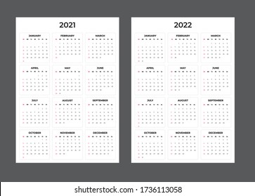 2021-2020 Calendar - illustration. Template. Mock up. Vector calendar