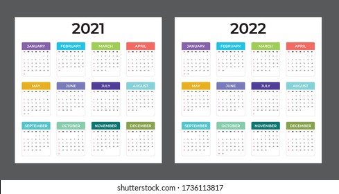 2021-2020 Calendar - illustration. Template. Mock up Week starts Sunday