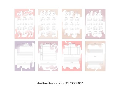 2022 2023 2024 2025 calendar and daily weekly monthly planner to do list with delicate minimalist design.