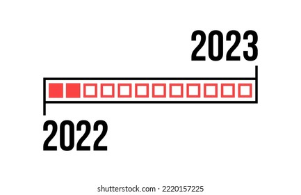 2022 to 2023 loading progress bar, vector illustration