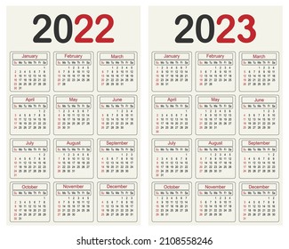 2022 and 2023 year calendar planner template, business design template vector illustration