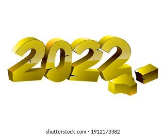 2022 3d gold letters isolate vector