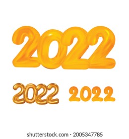 2022, 3D glücklich neue Jahr Nummer Sammlung. 2022 Feier mit goldener Farbtönsammlung. Frohes neues Jahr 3D-Fest Element Vektordesign.