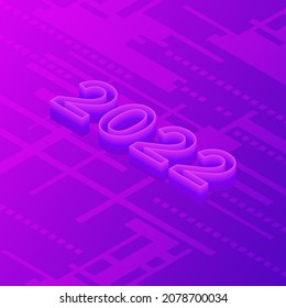 3D-Zahlen-Design 2022 Abstrakte Technologie, Hintergrund. Vektorgrafik