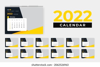 2022 abstract desk calendar design template, Creative monthly calendar for 2022 year