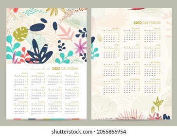 Calendario de naturaleza del vector abstracto de 2022 