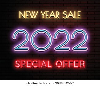 2022 advertising neon banner. vector illustration.