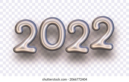 Número de globo 2022 en fondo transparente. Para pancarta, volante, afiche. Ilustración vectorial de vacaciones.