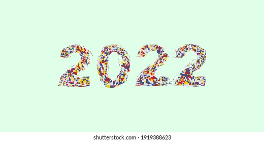 2022 bold 3d dimensional font with triangular texture. For new year 2022 celebrations. Easy to edit and customize. Vector eps10.