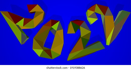 2022 bold 3d dimensional font with triangular texture. For new year 2022 celebrations. Easy to edit and customize. Vector eps10.