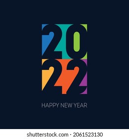 2022. Brochure or calendar cover design template on dark background. Happy new year, vertical banner. Cover of business diary for 20 22 with wishes.