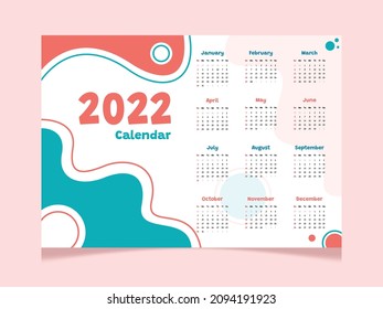 calendario 2022 con tema abstracto.
