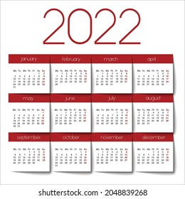 2022 calendar with color squares