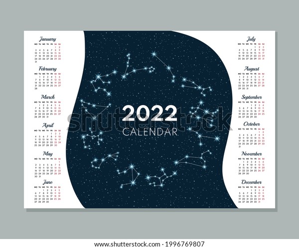 2022 Calendar Calendar Concept Design Constellation Stock Vector ...