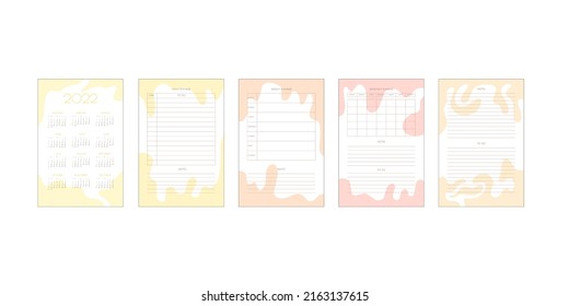 2022 calendar and daily weekly monthly planner to do list with delicate minimalist design
