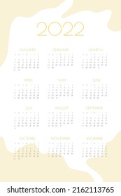 2022 calendar with delicate minimalist design pastel color palette.