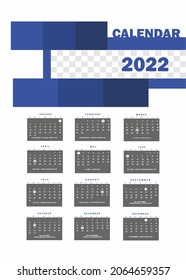 2022 Calendar Design. Easy To Edit With Vector File. Can Use For Your Creative Content. Especially For Next Year Calendar Template.