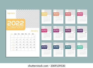 2022 calendar design template Free Vector