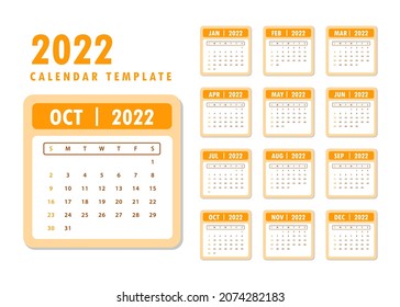 2022 calendar design template vector illustration. 