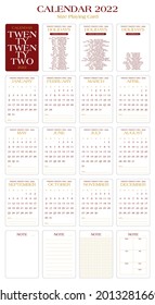 2022 Calendar Design, United States, United Kingdom and Australia Holiday.