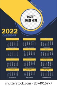2022 calendar design with vector file for next year wall calendar.