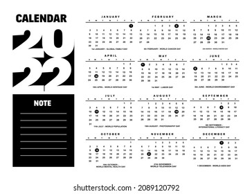 2022 calendar design with vector file for your next year calendar design.