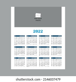 2022 calendar design, vector, one page calendar