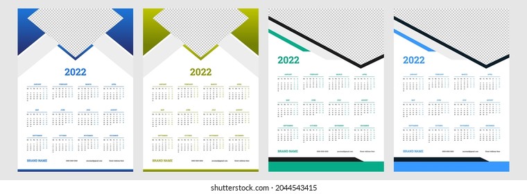 2022 calendar design vector set for template corporate design week start on Monday. New year calendar design 2022.