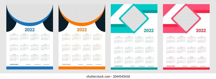 2022 calendar design vector set for template corporate design week start on Monday. New year calendar design 2022.