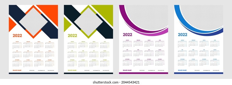 2022 calendar design vector set for template corporate design week start on Monday. New year calendar design 2022.