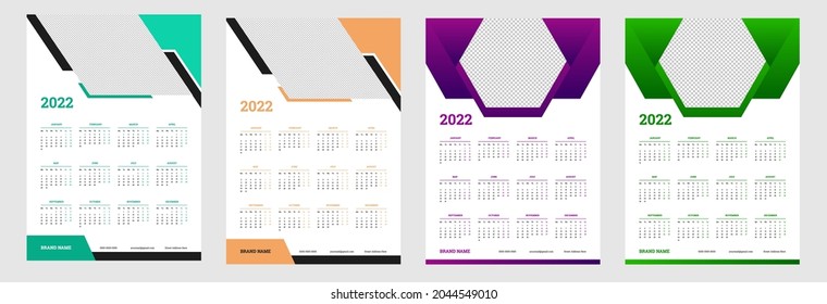 2022 calendar design vector set for template corporate design week start on Monday. New year calendar design 2022.