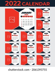 Plantilla vectorial de diseño de calendarios 2022 con diseño moderno y creativo