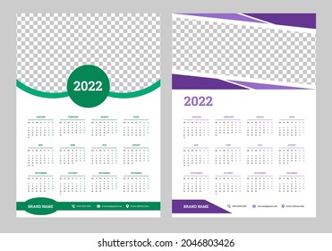 2022 calendar design week start on Monday
